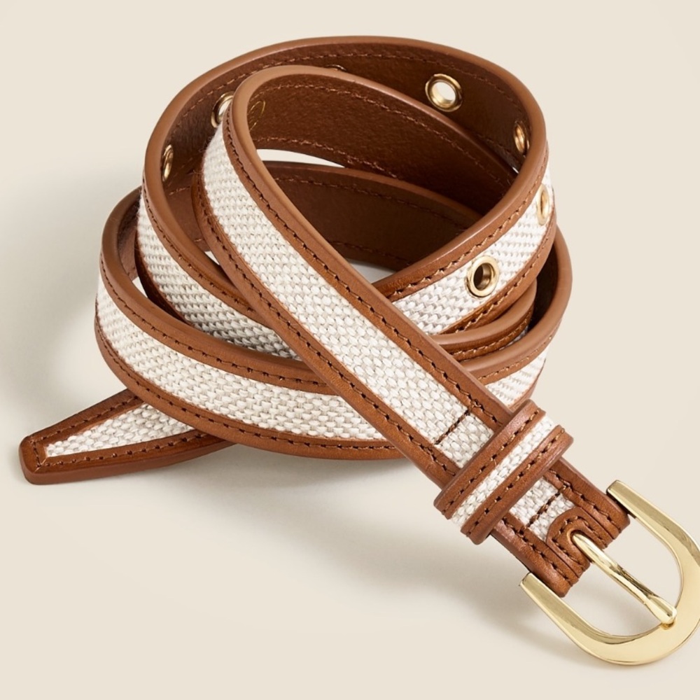 J. Crew slim classic Italian leather preppy style belt XL nwt - Picture 1 of 2